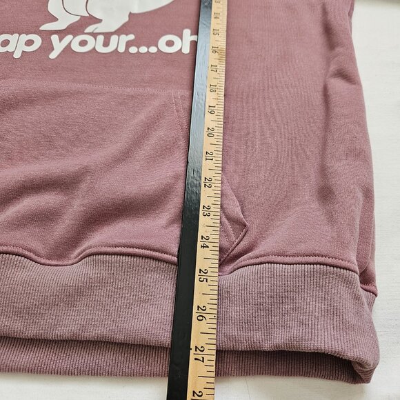 NEW Pink T-REX Dinosaur Silky Plush Pullover Hoodie Girls LARGE / Women SM - Picture 11 of 12